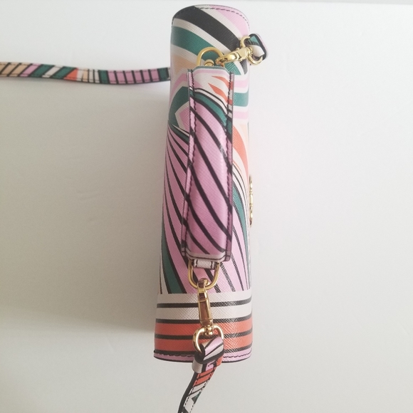 FERRAGAMO Striped Leather Top Handle Crossbody Bag Multi - Picture 9 of 14